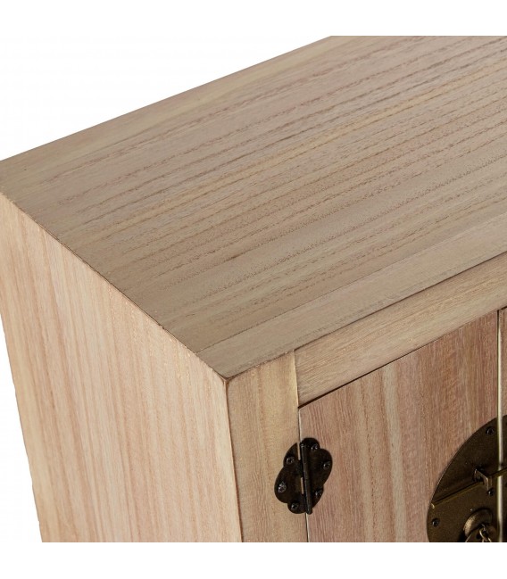 Consola oriental pequeña en madera natural con puertas y cajones. 3