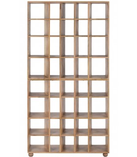 Estantería librería boho en madera de mango natural con huecos. 1