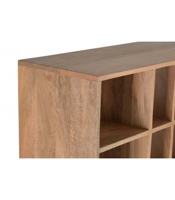 Estantería librería boho en madera de mango natural con huecos. 2