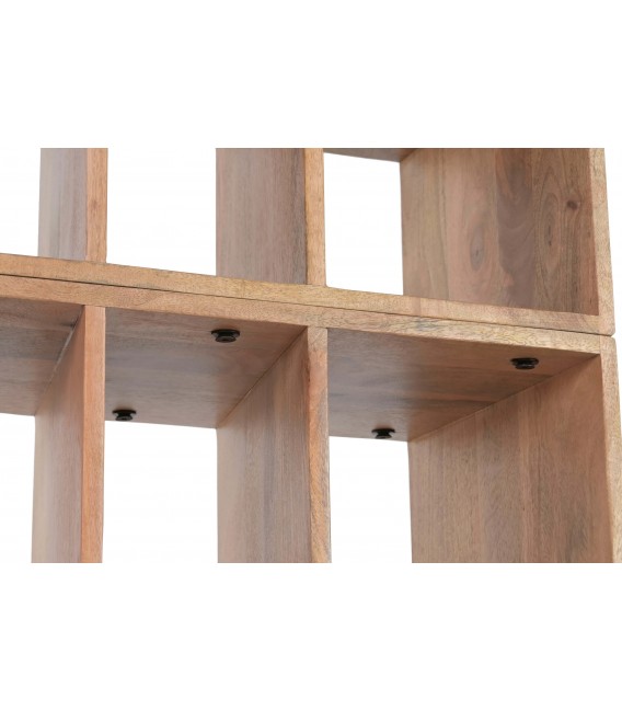 Estantería librería boho en madera de mango natural con huecos. 4
