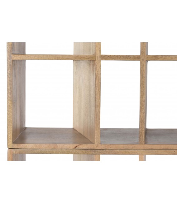 Estantería librería boho en madera de mango natural con huecos. 5