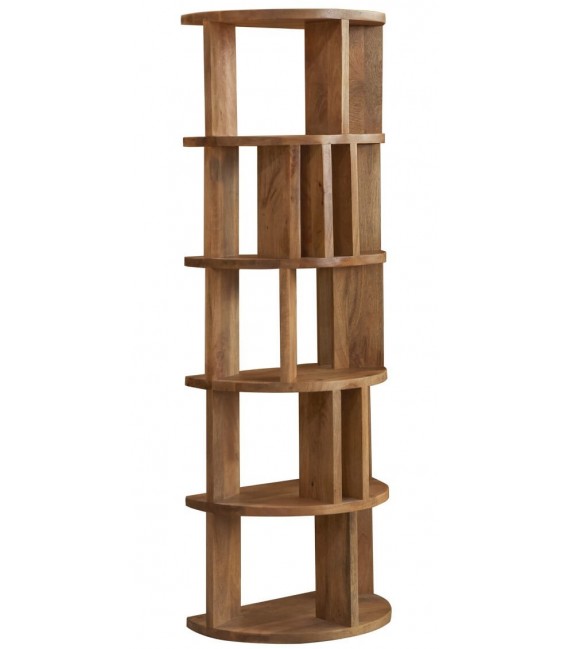 Estantería de medio punto boho en madera maciza tostada. 1