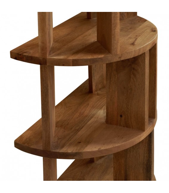 Estantería de medio punto boho en madera maciza tostada. 2