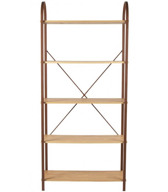 Estantería nórdica kit en MDF roble con estructura metálica teja. 1