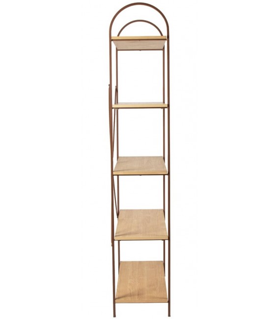 Estantería nórdica kit en MDF roble con estructura metálica teja. 2