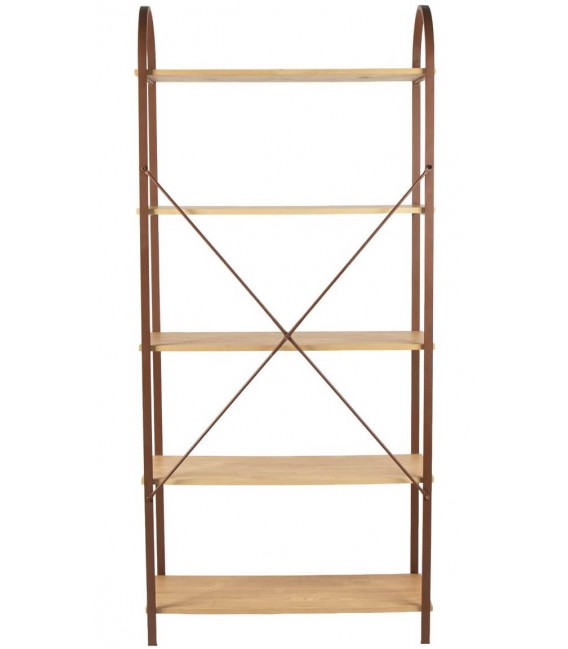 Estantería nórdica kit en MDF roble con estructura metálica teja. 3