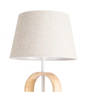 Lámpara de pie nórdica blanca con detalle en madera natural. 1