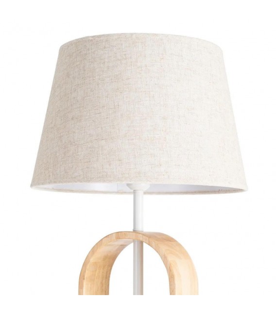 Lámpara de pie nórdica blanca con detalle en madera natural. 1