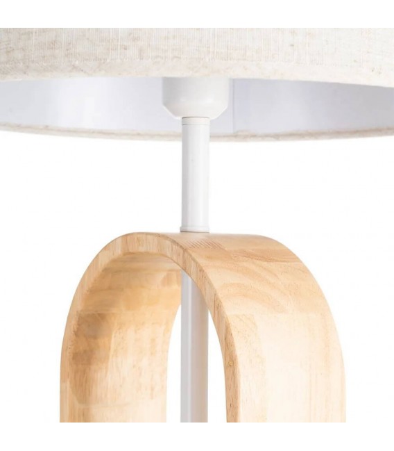 Lámpara de pie nórdica blanca con detalle en madera natural. 2