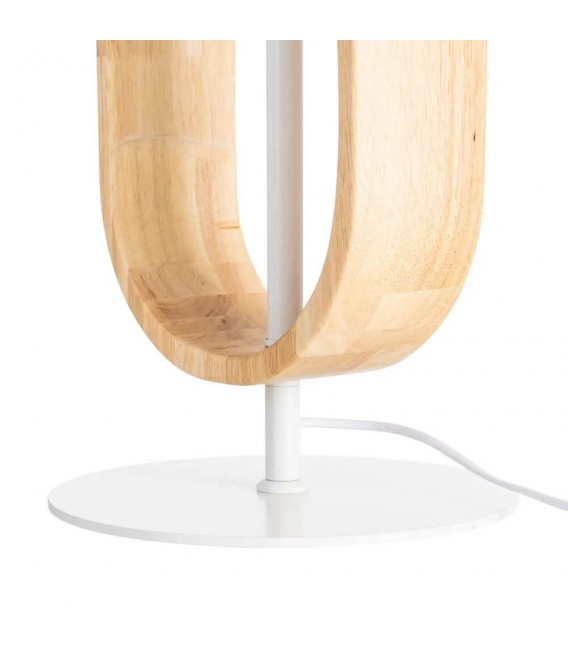 Lámpara de pie nórdica blanca con detalle en madera natural. 3