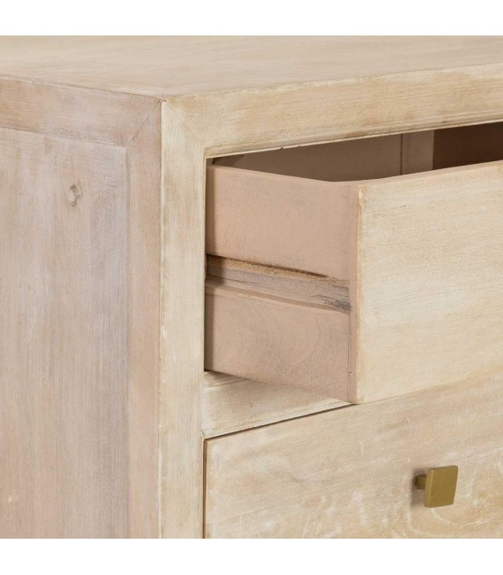 Sinfonier boho en madera patinada crema con tiradores dorados. 5