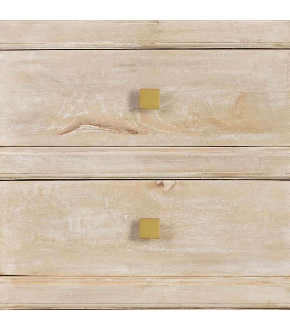 Sinfonier boho en madera patinada crema con tiradores dorados. 6