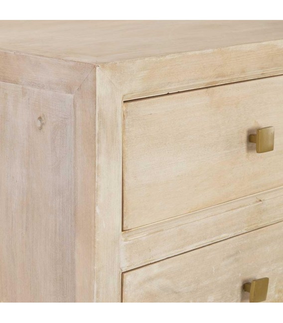 Sinfonier boho en madera patinada crema con tiradores dorados. 4