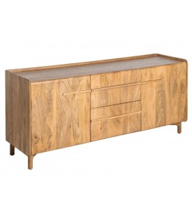 Aparador boho de mango natural con 2 puertas y 2 cajones.
