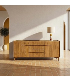 Aparador boho de mango natural con 2 puertas y 2 cajones. Mdmhogar