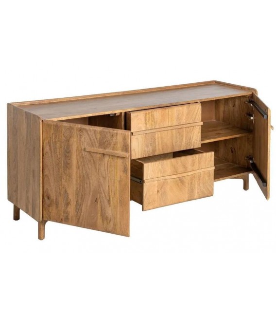 Aparador boho de mango natural con 2 puertas y 2 cajones. 1