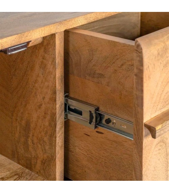 Aparador boho de mango natural con 2 puertas y 2 cajones. 4