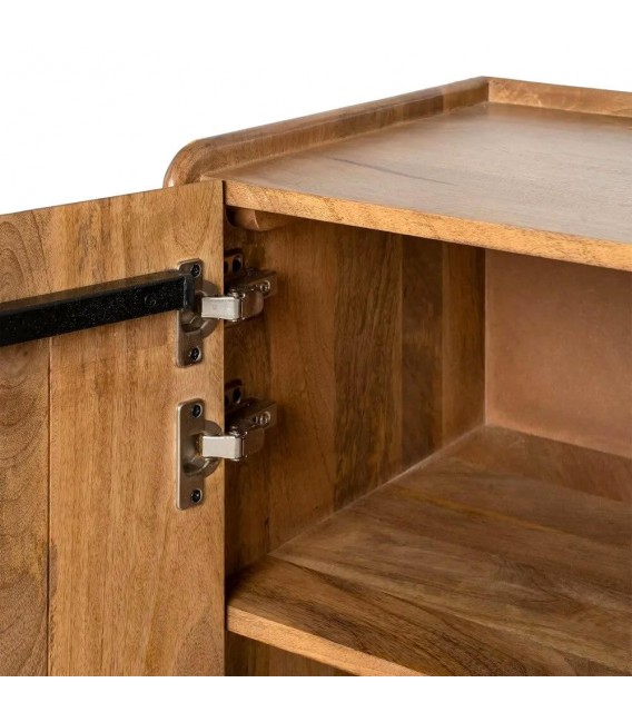 Aparador boho de mango natural con 2 puertas y 2 cajones. 3