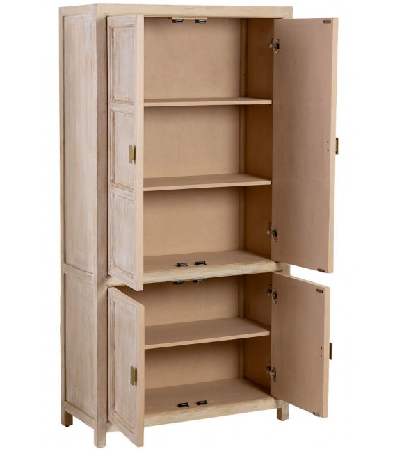 Armario alacena boho de mango patinado crema con tiradores dorados. 2