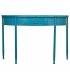 Consola azul de medio punto con un cajón, estilo vintage chic.1