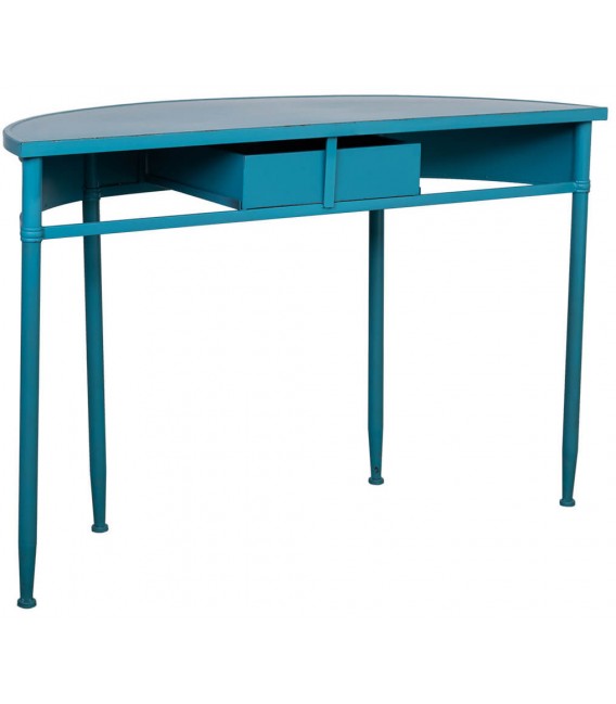 Consola azul de medio punto con un cajón, estilo vintage chic.3