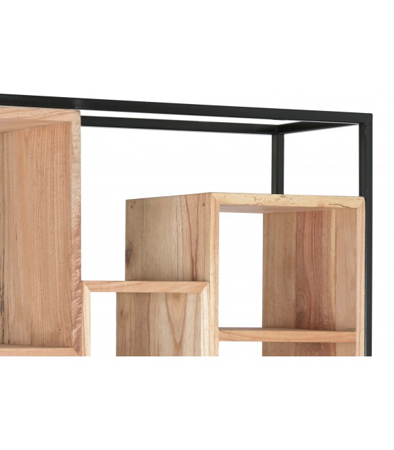 Estantería industrial de teca y metal negro con diseño original. 3