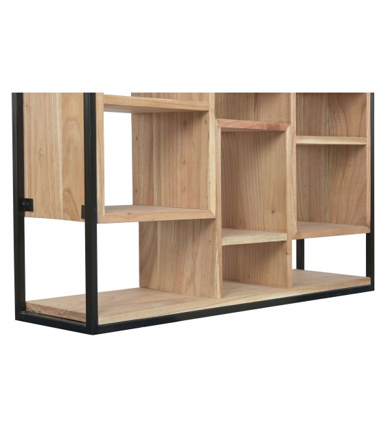 Estantería industrial de teca y metal negro con diseño original. 7