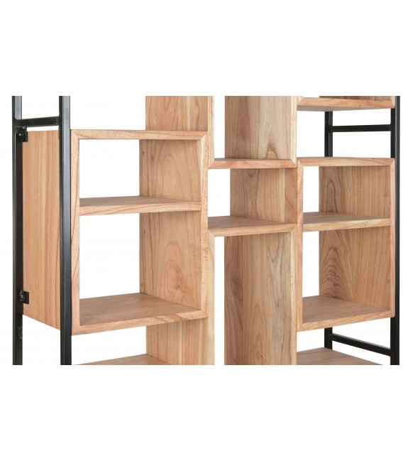 Estantería industrial de teca y metal negro con diseño original. 4