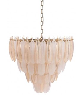 Lámpara XL de techo art decó con 8 luces en cristal y metal. 1