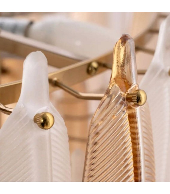 Lámpara XL de techo art decó con 8 luces en cristal y metal. 4