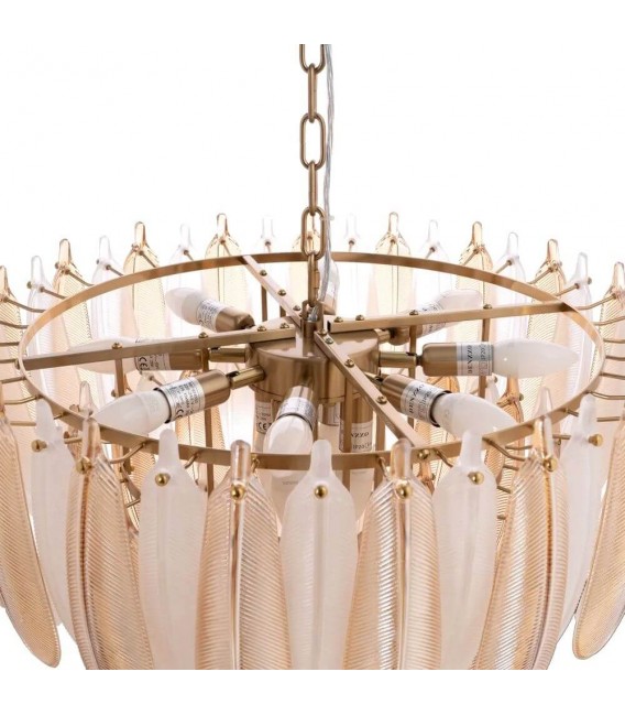 Lámpara XL de techo art decó con 8 luces en cristal y metal. 3