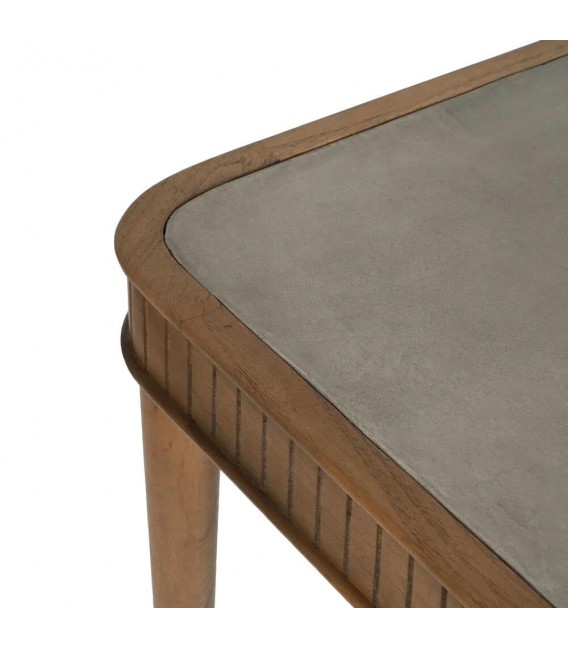 Mesa comedor XL madera nogal y gris con sobre microcemento. 2