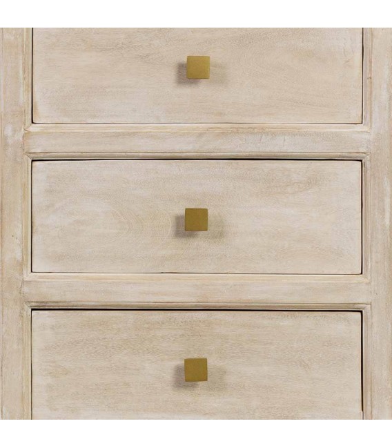 Aparador boho madera crema patinada con cajones y puertas. 4