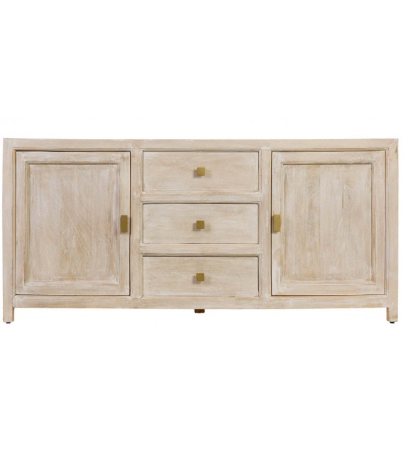 Aparador boho madera crema patinada con cajones y puertas. 1