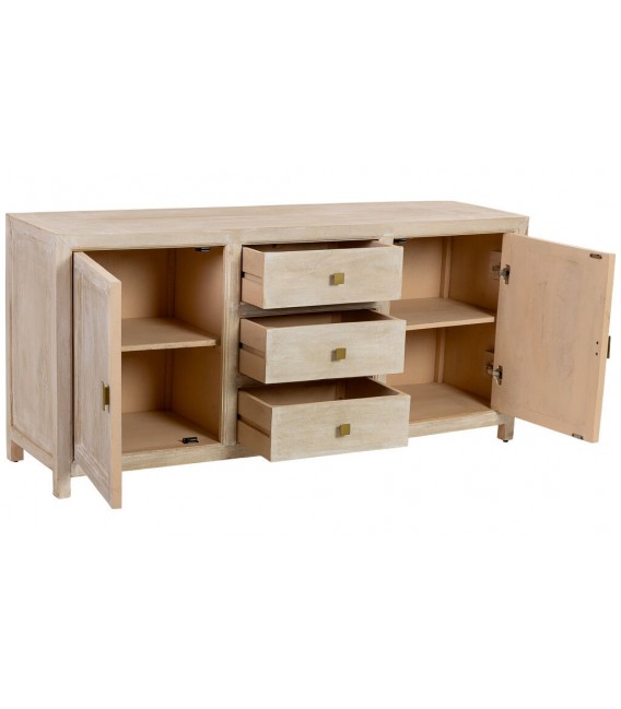 Aparador boho madera crema patinada con cajones y puertas. 2