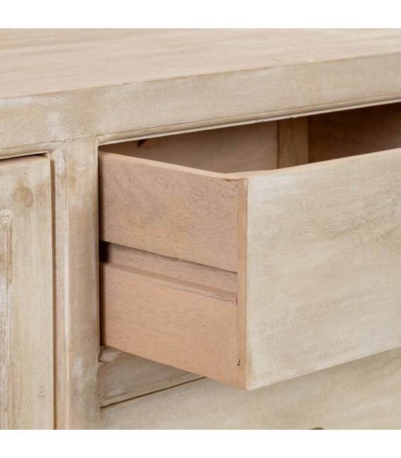 Aparador boho madera crema patinada con cajones y puertas. 5