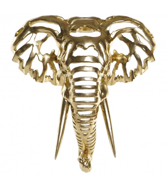 Figura decorativa de pared cabeza elefante en oro art decó.