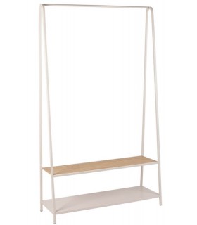 Perchero de pie burro madera roble natural y blanco gran capacidad. 1