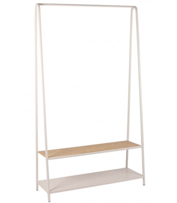 Perchero de pie burro madera roble natural y blanco gran capacidad. 1