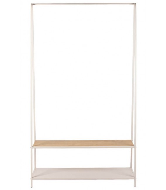 Perchero de pie burro madera roble natural y blanco gran capacidad. 2