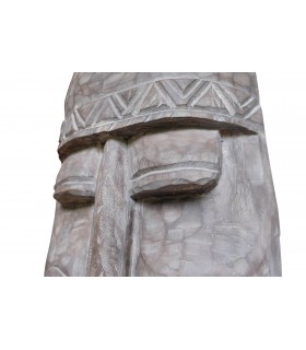 Figura decorativa XXL madera blanca tallada a mano étnica. 1