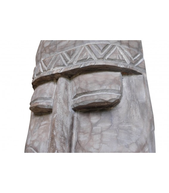 Figura decorativa XXL madera blanca tallada a mano étnica. 1