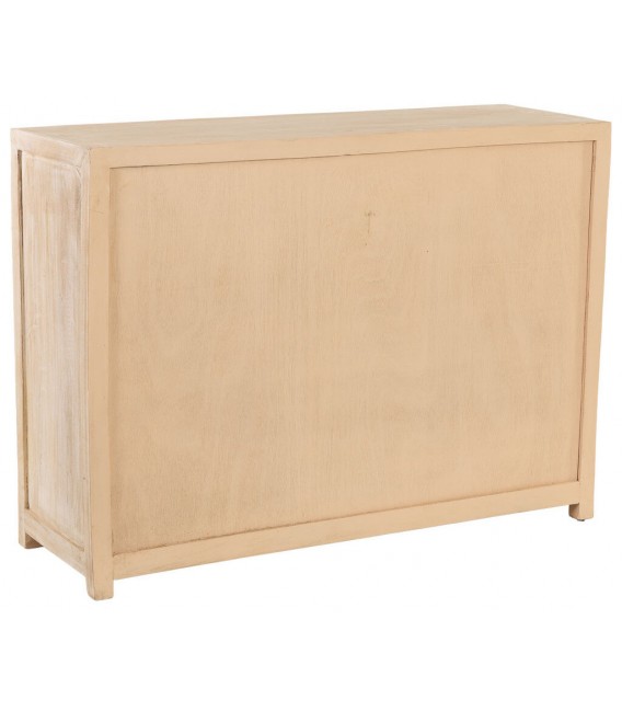 Taquillón boho madera crema patinada con cajones y puertas. 3