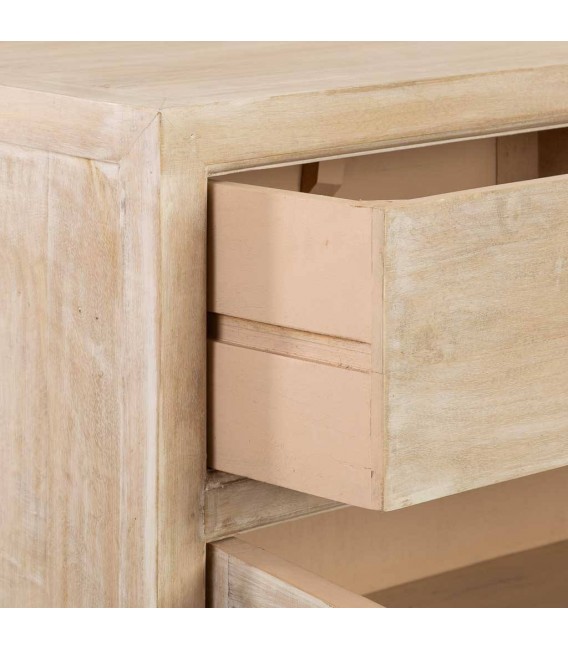 Taquillón boho madera crema patinada con cajones y puertas. 4