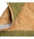 Alfombra boho rectangular de yute verde y natural con estilo único. 2