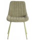 Silla tapizada verde contemporánea con patas metálicas ligeras. 1