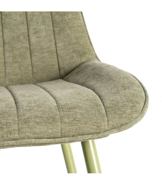 Silla tapizada verde contemporánea con patas metálicas ligeras. 4