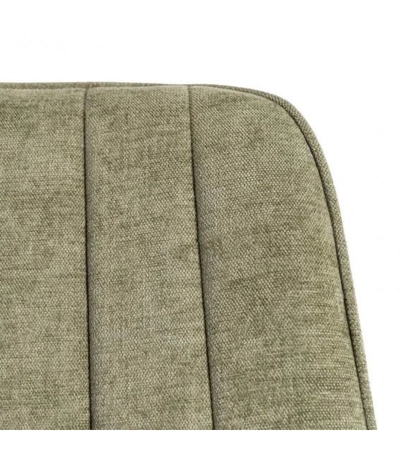 Silla tapizada verde contemporánea con patas metálicas ligeras. 5