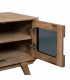 Mueble TV boho en madera natural y cristal ahumado elegante. 6