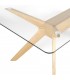 Mesa comedor rectangular madera hevea teñida roble natural y cristal. 4